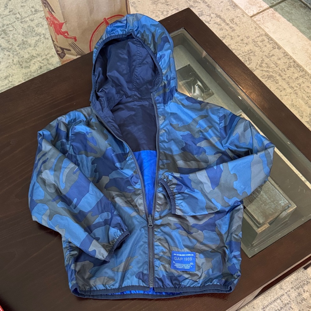 GAP Kids Blue Camouflage Raincoat